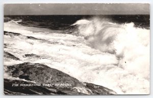 RPPC The Rockboumd Coast Of Maine Crashing Waves 1951 To Oxford Postcard B33