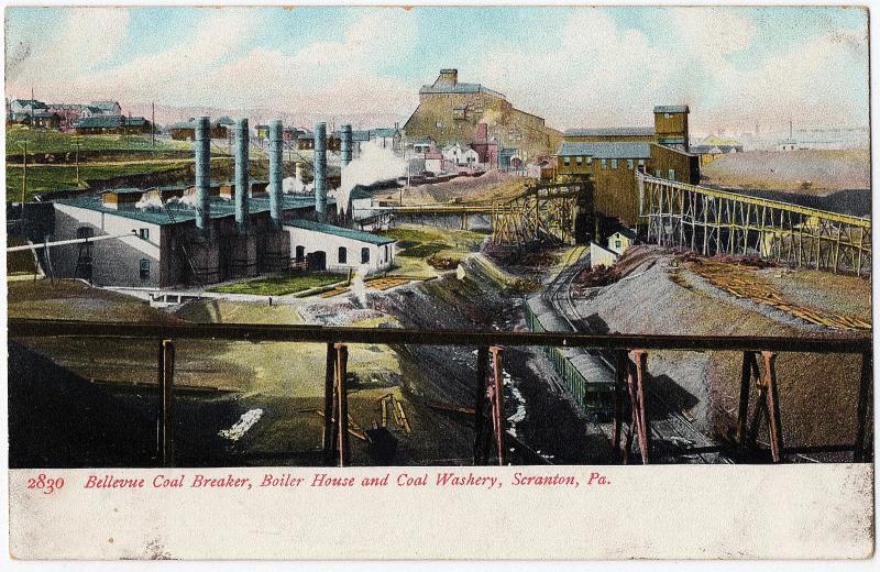 1907 Scranton PA Bellevue Coal Breaker Boiler House Washery Mining UDB Postcard