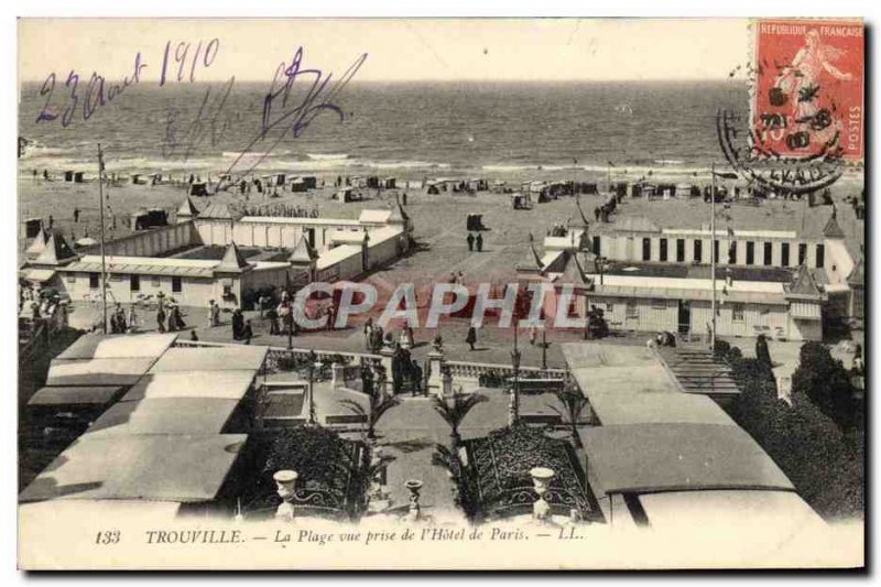Old Postcard Trouville The Beach shooting the & # 39Hotel of Paris