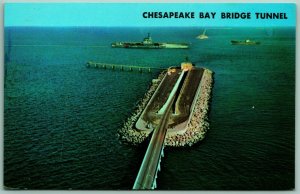 Chesapeake Bay Bridge Tunnel Virginia Beach VA UNP Chrome Postcard G5