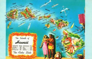 USA The Island Of Hawaii Map Chrome Postcard 04.02