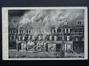 London THE GREAT FIRE OF BRIXTON Morley & Lanceley in Brixton Road 1910 Postcard