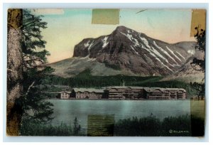 Many Glacier Hotel Lake McDermott Glacier National Park MT Handcolored Postcard 