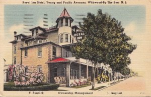 Postcard Royal Inn Hotel Yong Pacific Avenues Wildwood by the Sea 1949