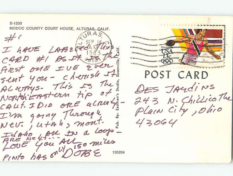 1980's COURTHOUSE SCENE Alturas California CA AE9746