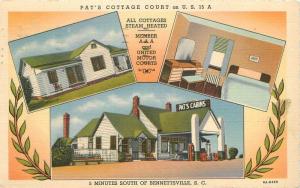 Bennettsville South Carolina 1939 Pat's Cottage Court roadside Teich 10518
