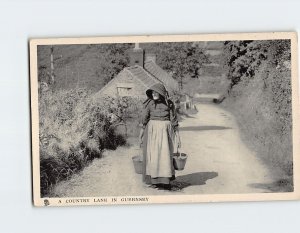 Postcard A Country Lane In Guernsey British Crown Dependencies