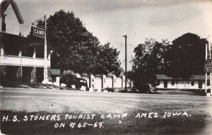 Camp Ames Iowa Stoners Tourist Camp Real Photo Vintage Postcard AA34174