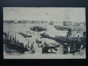 PORTSMOUTH HARBOUR shows Floating Bridge & Tugs LILY & ELPHIN c1903 Postcard