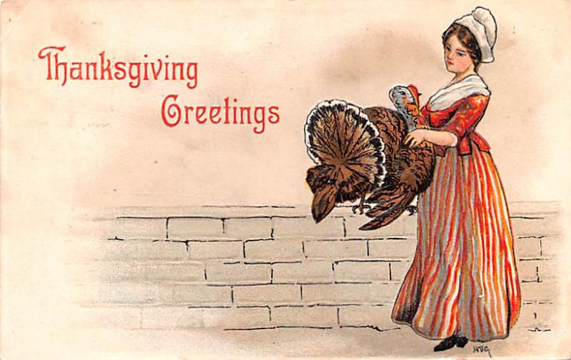 Damaged Thanksgiving Thanksgiving Greetings, HBG 1908 Missing Stamp 