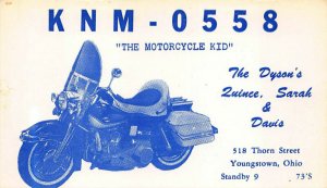 Youngstown OH The Dyson's The Motorcycle Kid Amateur radio Card