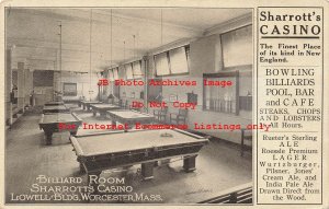 MA, Worcester, Massachusetts, Sharrott's Casino Billiard Room, 1910 PM