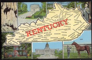 KENTUCKY State Map MultiView Key to Views on Other Side - LINEN