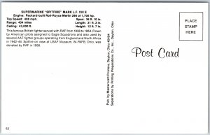 SUPERMARINE SPITFIRE Mark LF XVI E British Fighter Airforce Posted Postcard