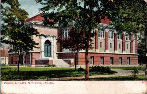 Canada Public Library Windsor Ontario Vintage Postcard C070