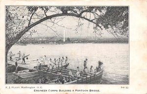 Washington DC Engineer Corps building Ponton Bridge Vintage Postcard AA109496