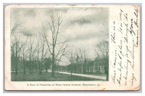 A Row Of Factories At Rock Island Arsenal Davenport Ia. Iowa Postcard c1908