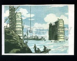 209262 CHINA Huang Yan construction of a bridge over the River Han old postcard