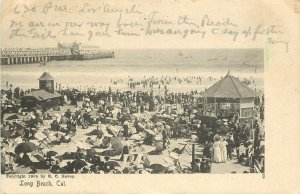 c1905 Postcard; Long Beach CA Pier, Lifeguard Station & Snack Bar