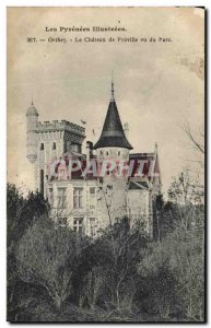 Old Postcard The pyrenees Orthez Chateau depreville Viewed From Park