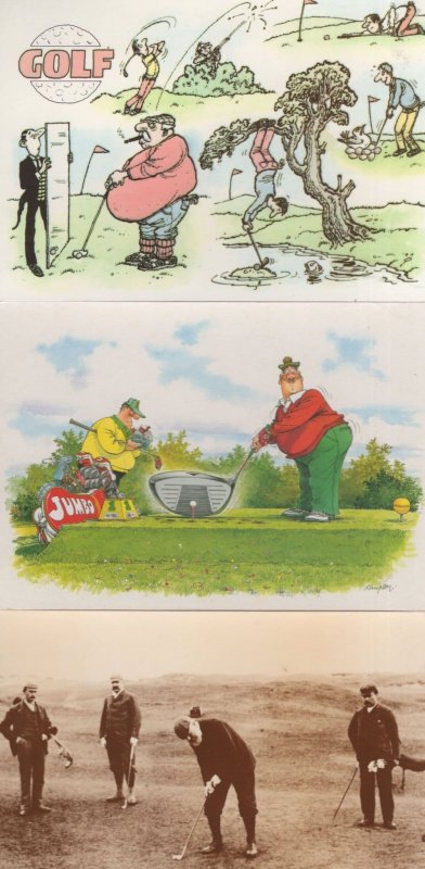 Golf 3x 1980s Comic Golfing & Real Photo Postcard s