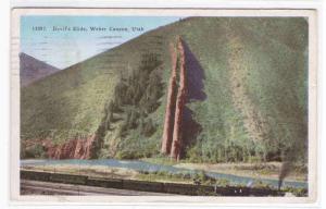 Railroad Train Devil's Slide Weber Canyon UT postcard