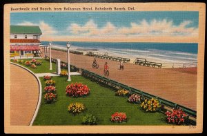 Vintage Postcard 1930-1945 Boardwalk & Beach, Rehoboth Beach, Delaware (DE)