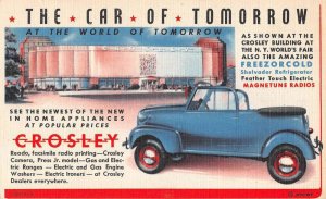 New York World's Fair World of Tomorrow Crosley Car Vintage Postcard AA23416 