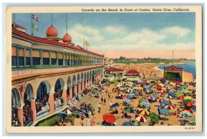 1959 Crowds Beach Front Casino Exterior Santa Cruz California Vintage Postcard