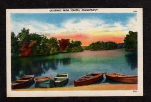 CT Greetings from SOMERS CONN Postcard PC Boats Connecticut