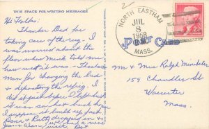 Cape Cod MA Poem Postcard Linen Postmarked 1958