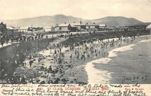 ST. CLAIR DUNEDIN HOLIDAY TIME BEACH NEW ZEALAND POSTCARD (c. 1907)