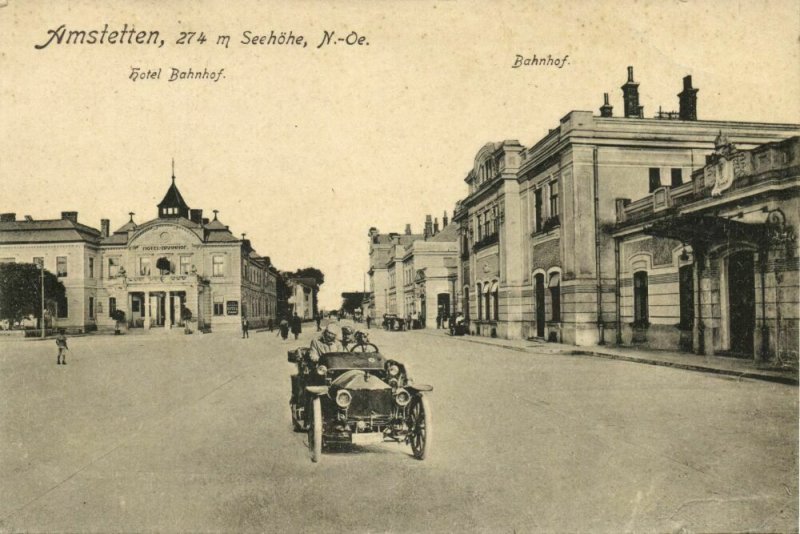 austria, AMSTETTEN, N. Oe., Seehöhe, Hotel Bahnhof, Station (1921) Postcard