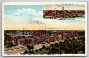 Main Plant Goodyear Tire and Rubber Company Akron Ohio OH 1921 WB Postcard D15