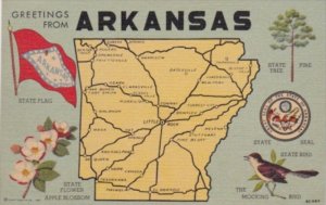 Greetings From Arkansas With Map Curteich