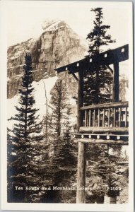 Tea House and Mount Lefroy Alberta Unused Real Photo Postcard G86
