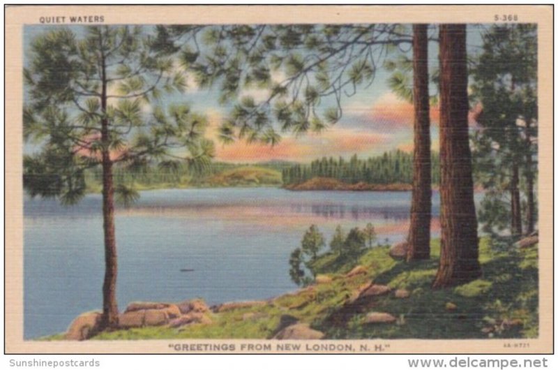 New Hampshire Greetings From New London Quiet Waters 1944Curteich