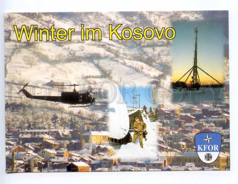 239115 KOSOVO Winter helicopter old KFOR Feldpost postcard