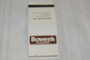 Bowen's Restaurant Arkadelphia Conway Mountain Home 20 Strike Matchbook Cover