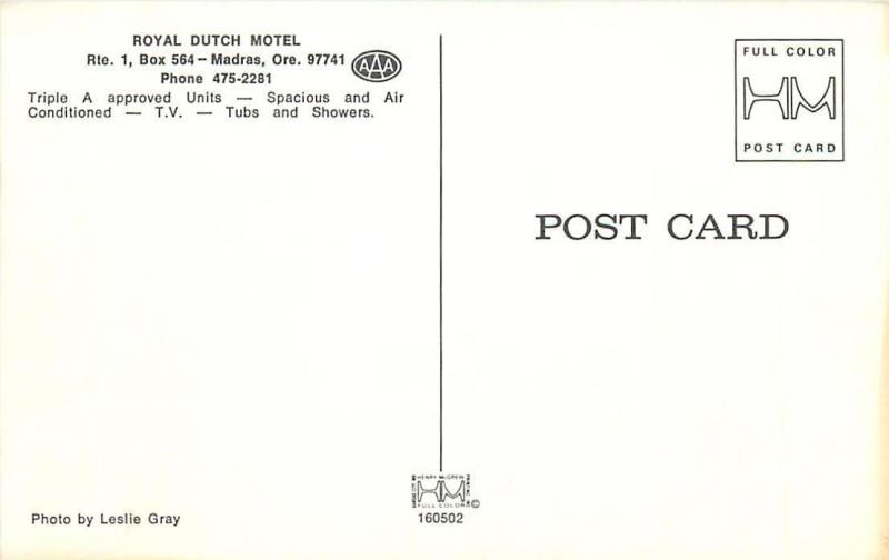 MADRAS, Oregon  OR    ROYAL DUTCH MOTEL  Roadside  c1960s -70s   Postcard