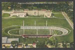 Ca 1935 PPC* ROCK ISLAND IL HIGH SCHOOL & STADIUM MINT