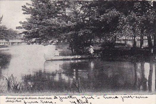 Ganoeing Among The Islands Sunset Lake Asbury Park New Jersey 1905