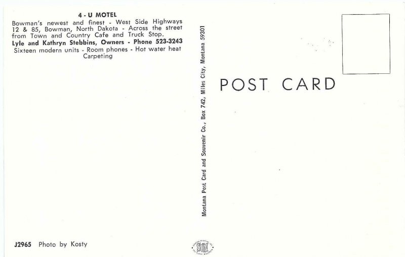 The 4 U Motel Bowman North Dakota 16 Modern Units