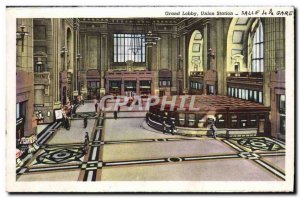 Old Postcard Kansas City Air View Grand Lobby Union Station