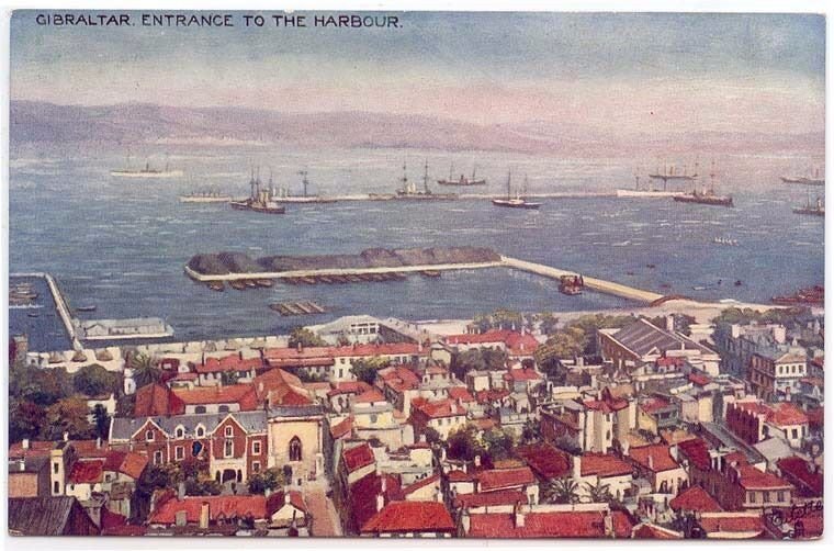 Early  Greetings OILETTE PC, GIBRALTAR, Entrance To The Harbour, RAPHAEL TUCK 