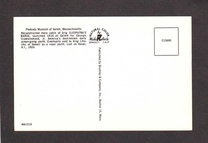 MA Peabody Museum Cleopatra Barge Egyptian Egypt Salem Massachusetts Postcard