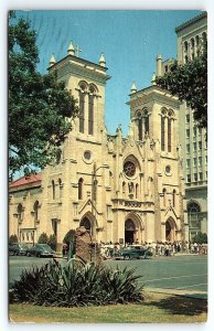 1950s SAN ANTONIO TX SAN FERNANDO CATHEDRAL ORIG. PARISH CHURCH POSTCARD P3516