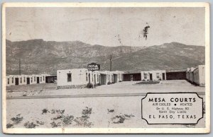 El Paso Texas 1942 Postcard Mesa Courts Roadside Motel