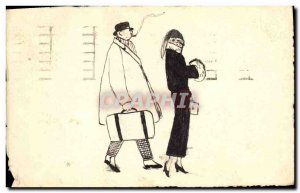 Old Postcard Fantaisie Homme cigarette Tobacco (drawing hand)