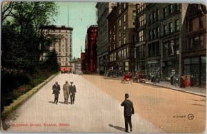 Men Walking Down Boylston Street, Boston MA c1912 Vintage Postcard G26